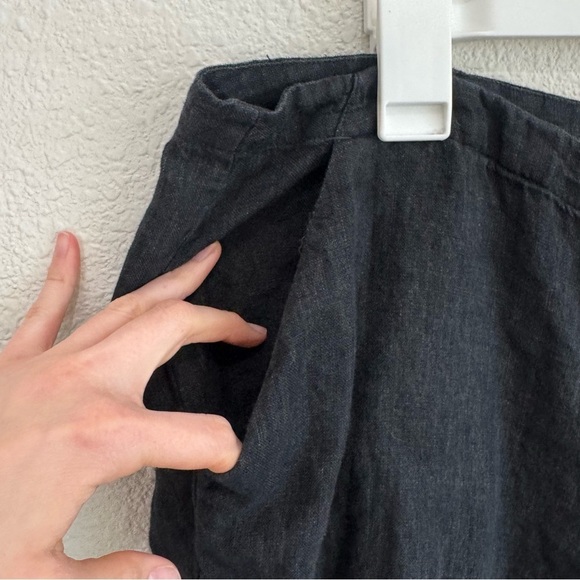 CABI Womens Size 16 Plus Black 100% Linen Wide Leg Pants Back Zip Minimalist - Picture 7 of 7